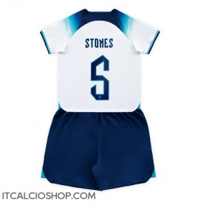 Inghilterra John Stones #5 Prima Maglia Bambino Mondiali 2022 Manica Corta (+ Pantaloni corti)